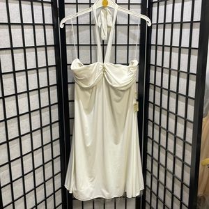 Halter Dress By Jessica, Winter White With Jeweled Embellishment, NWT